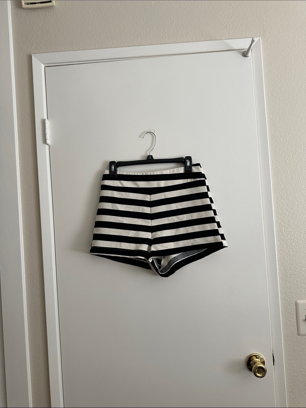Everly Black and White Horizontal Stripe High-Waist Shorts